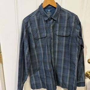 Kuhl Men's Blue Plaid Button Down Shirt